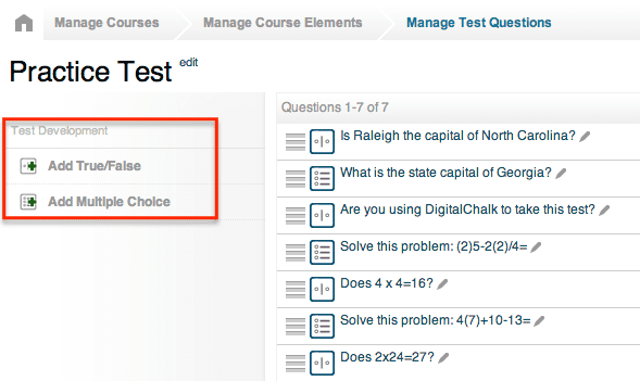 DigitalChalk: Lets create a test element, part 1