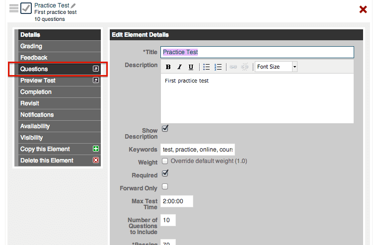 DigitalChalk: Lets create a test element, part 1