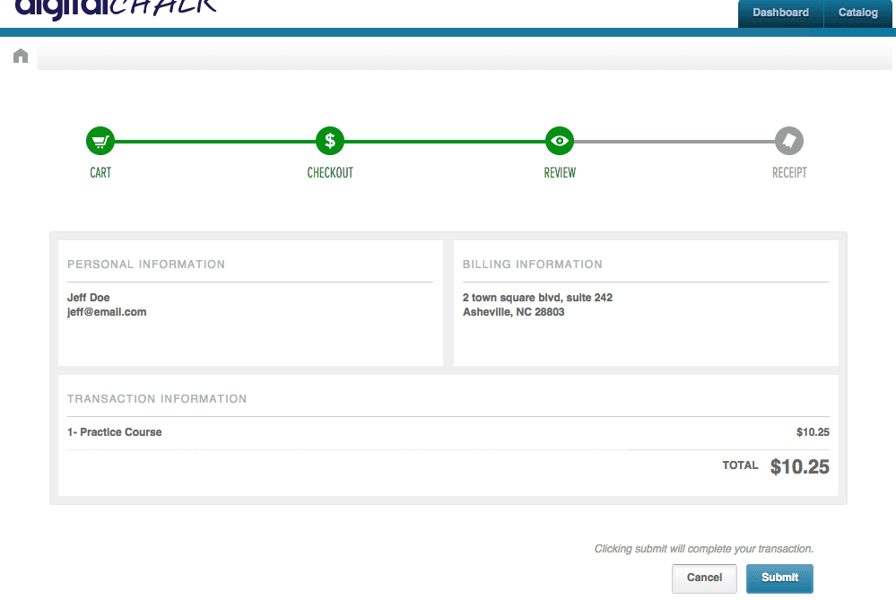 DigitalChalk: Student Checkout Process